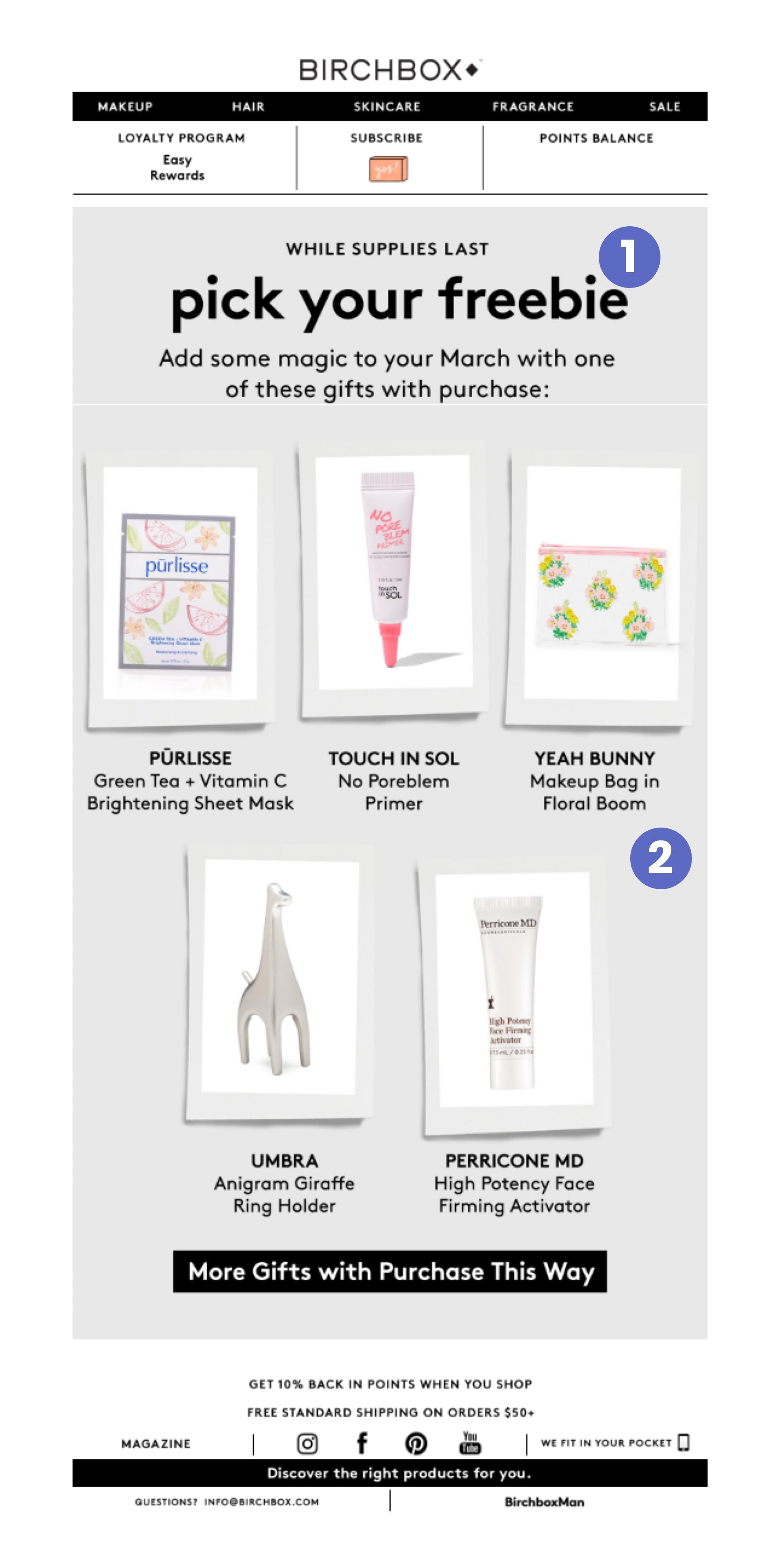 An ecommerce email marketing example from Birchbox