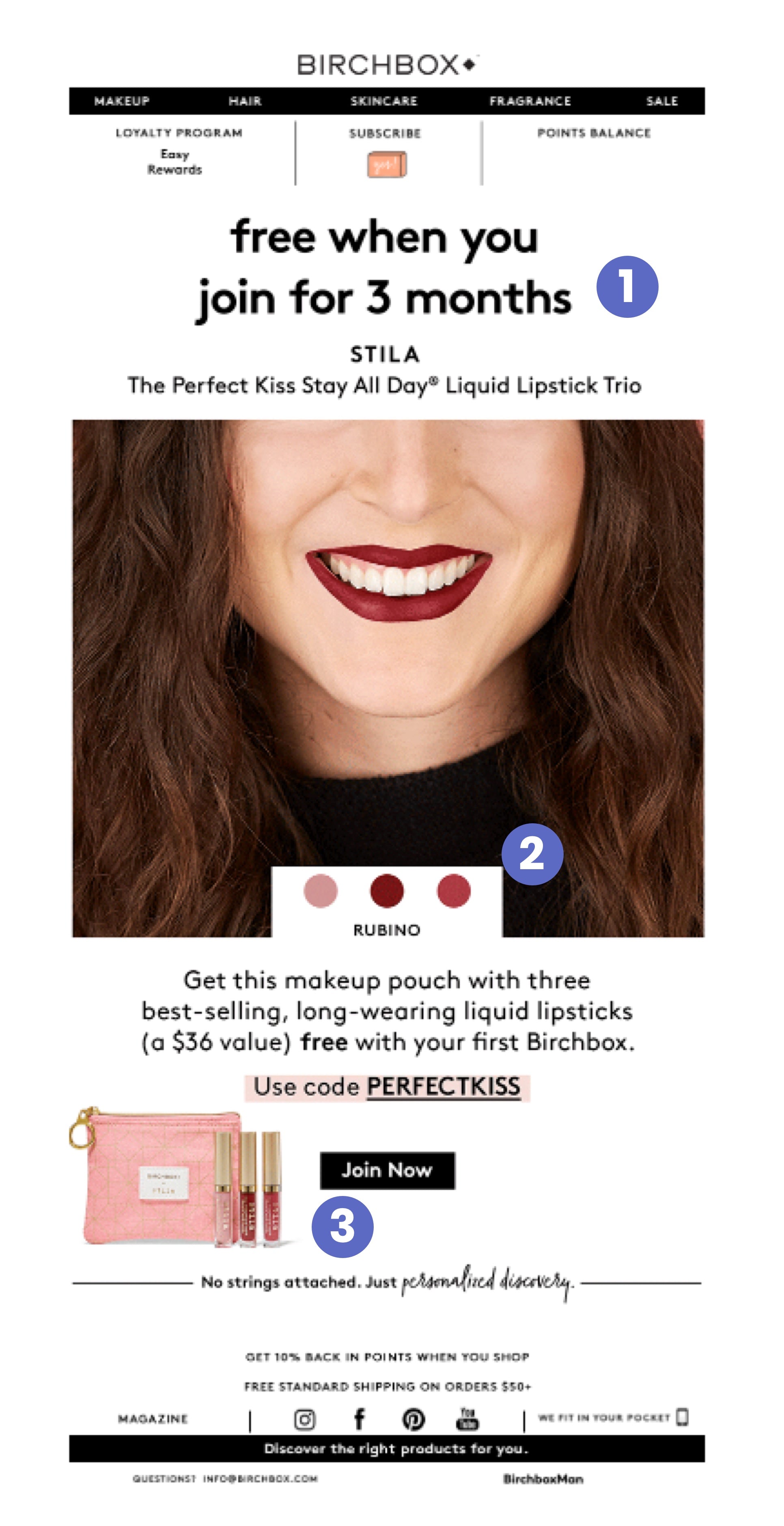 An ecommerce email marketing example from Birchbox