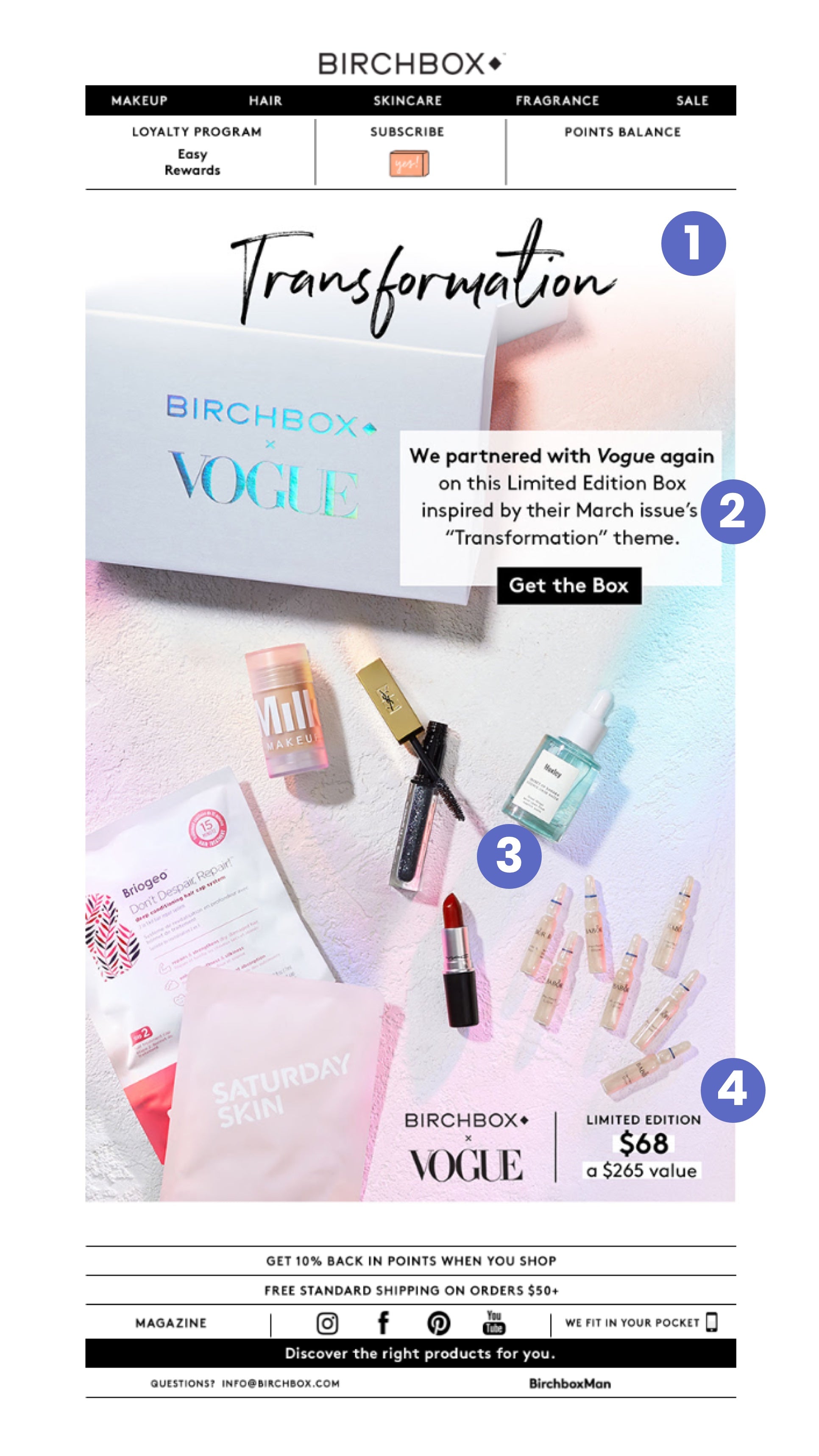 An ecommerce email marketing example from Birchbox