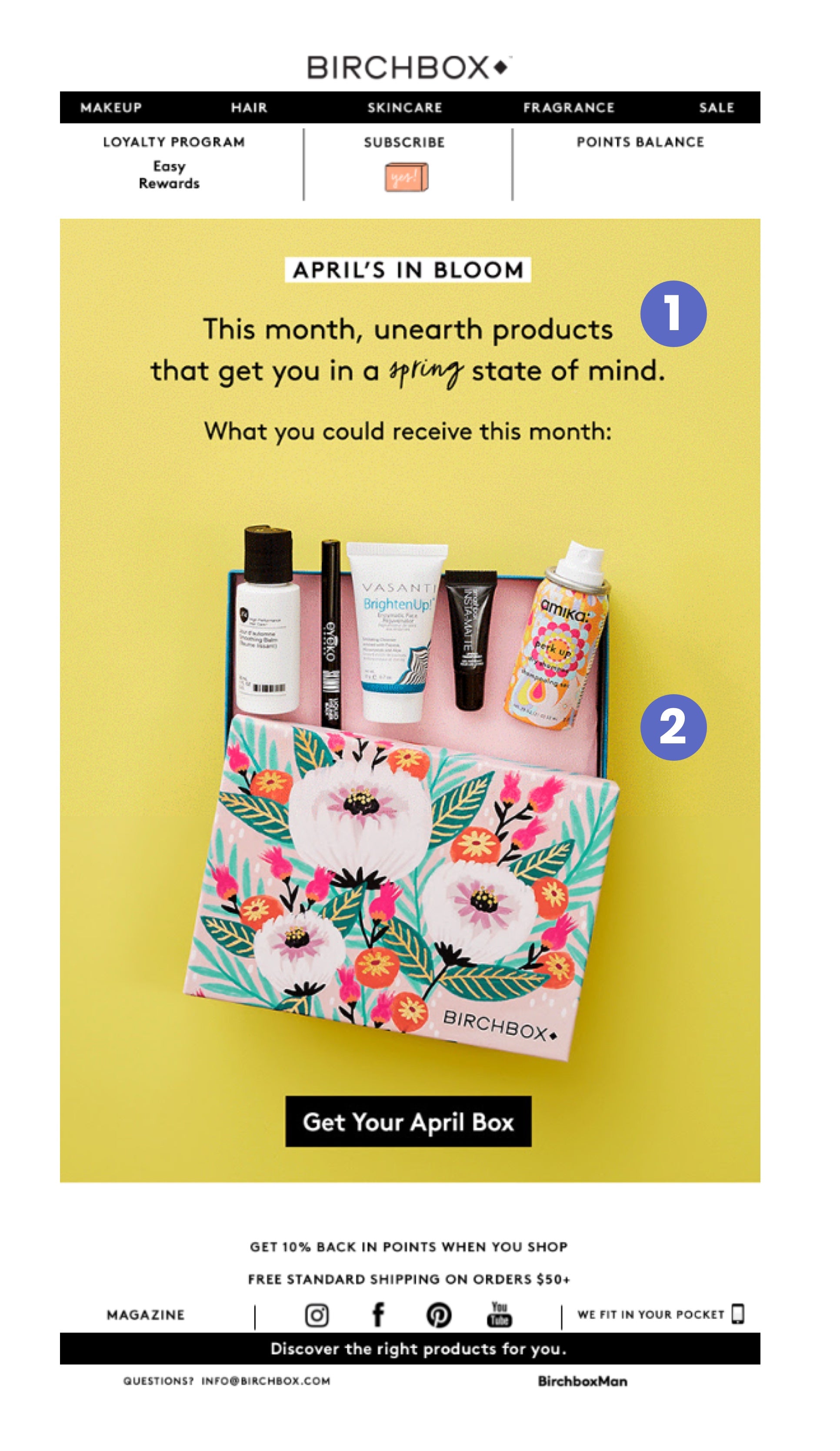 An ecommerce email marketing example from Birchbox