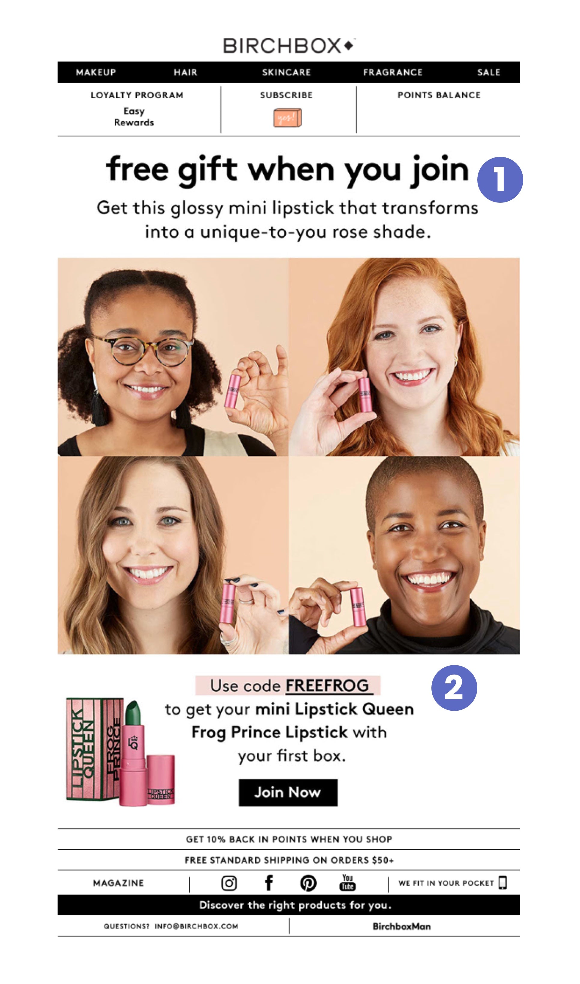 An ecommerce email marketing example from Birchbox