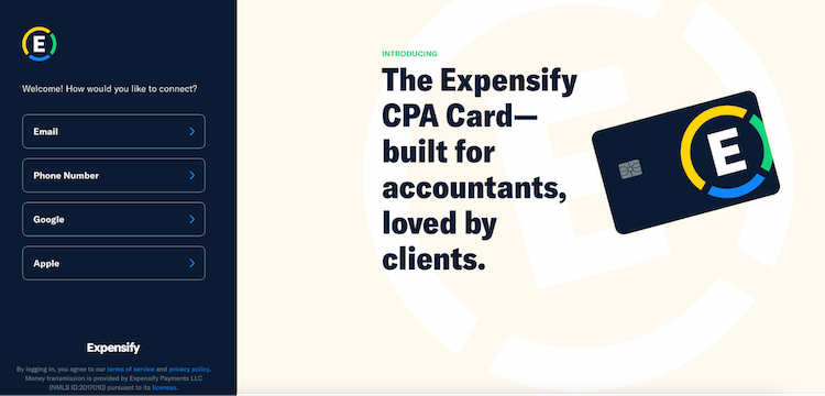 Expensify 主页截图