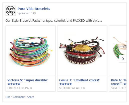 Facebook carousel ads