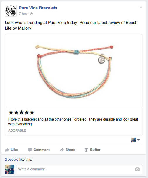 Pura Vida bracelets on Facebook