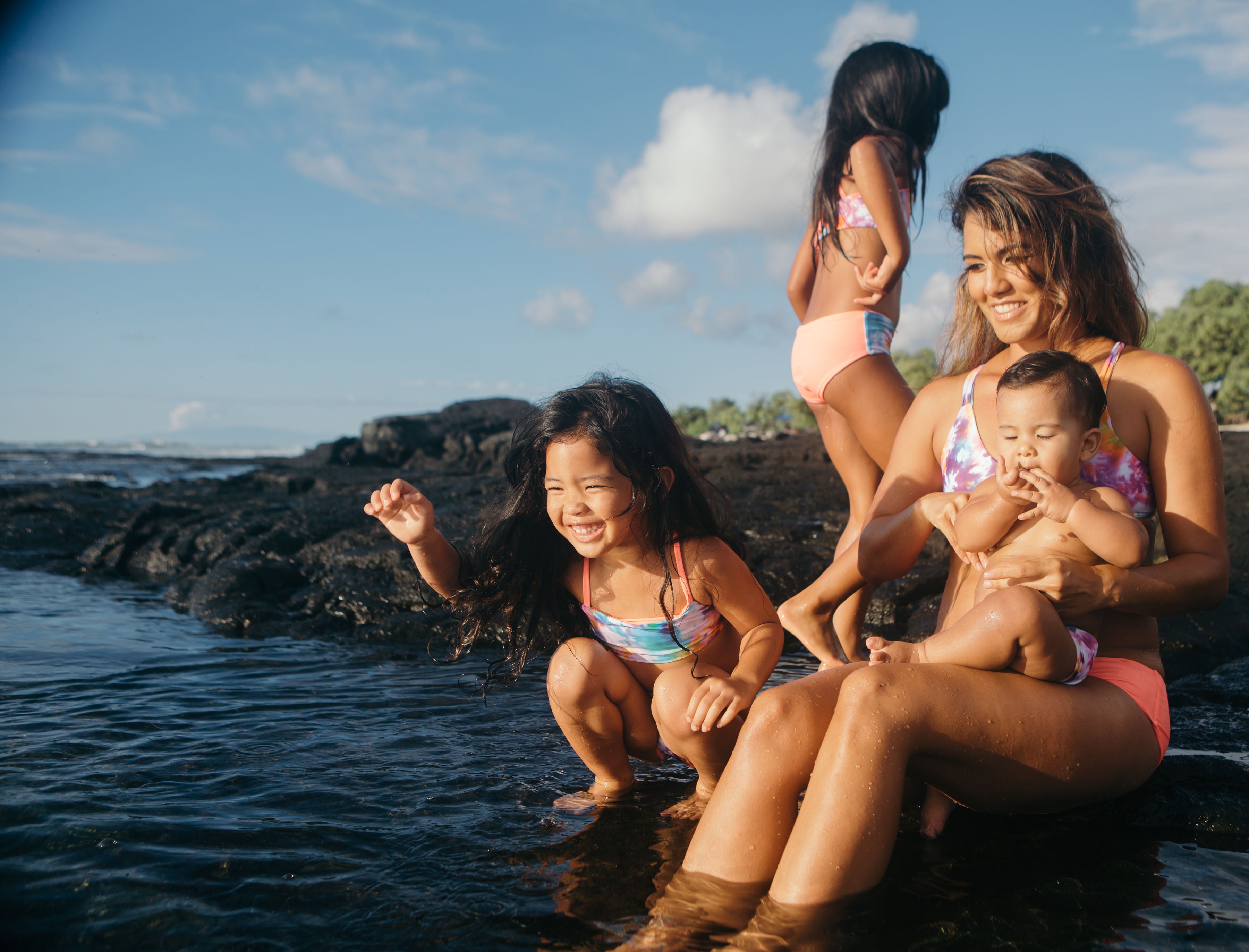 Roxelle Cho with her kids, having some fun in the water. 