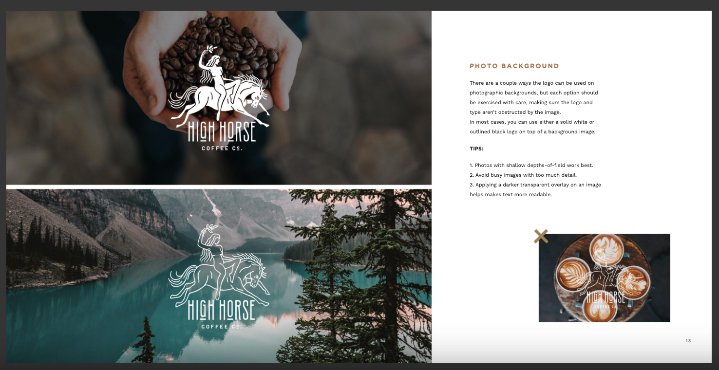 Screenshot of High Horse Coffee photography style guide