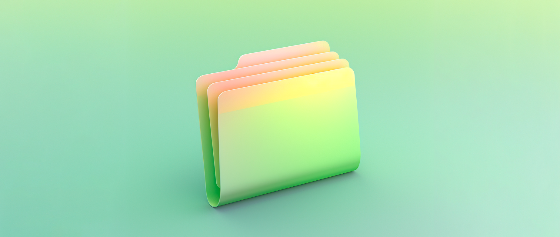 A mulitcolored red, yellow, green filing folder on a light green blue background.