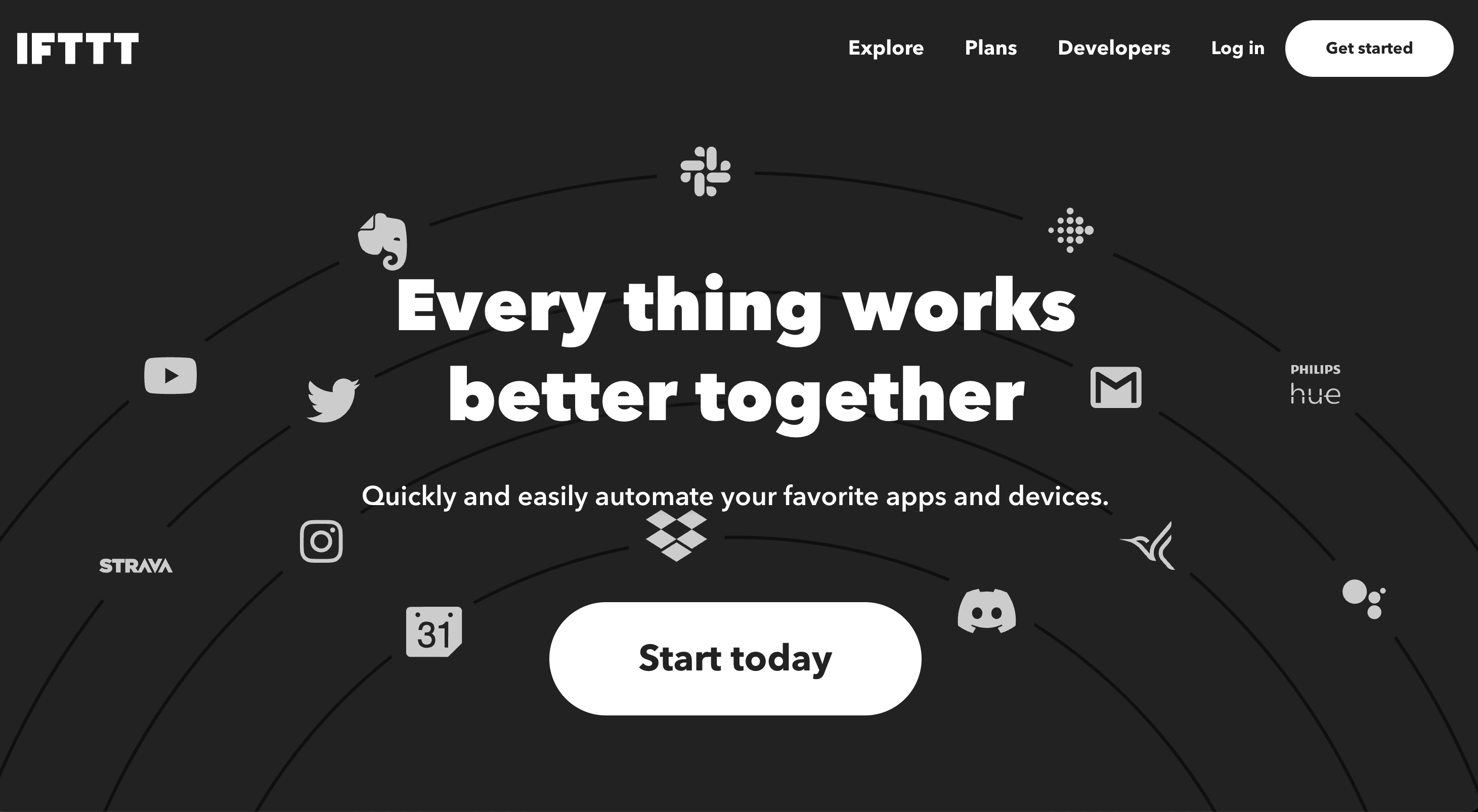 IFTTT homepage. 