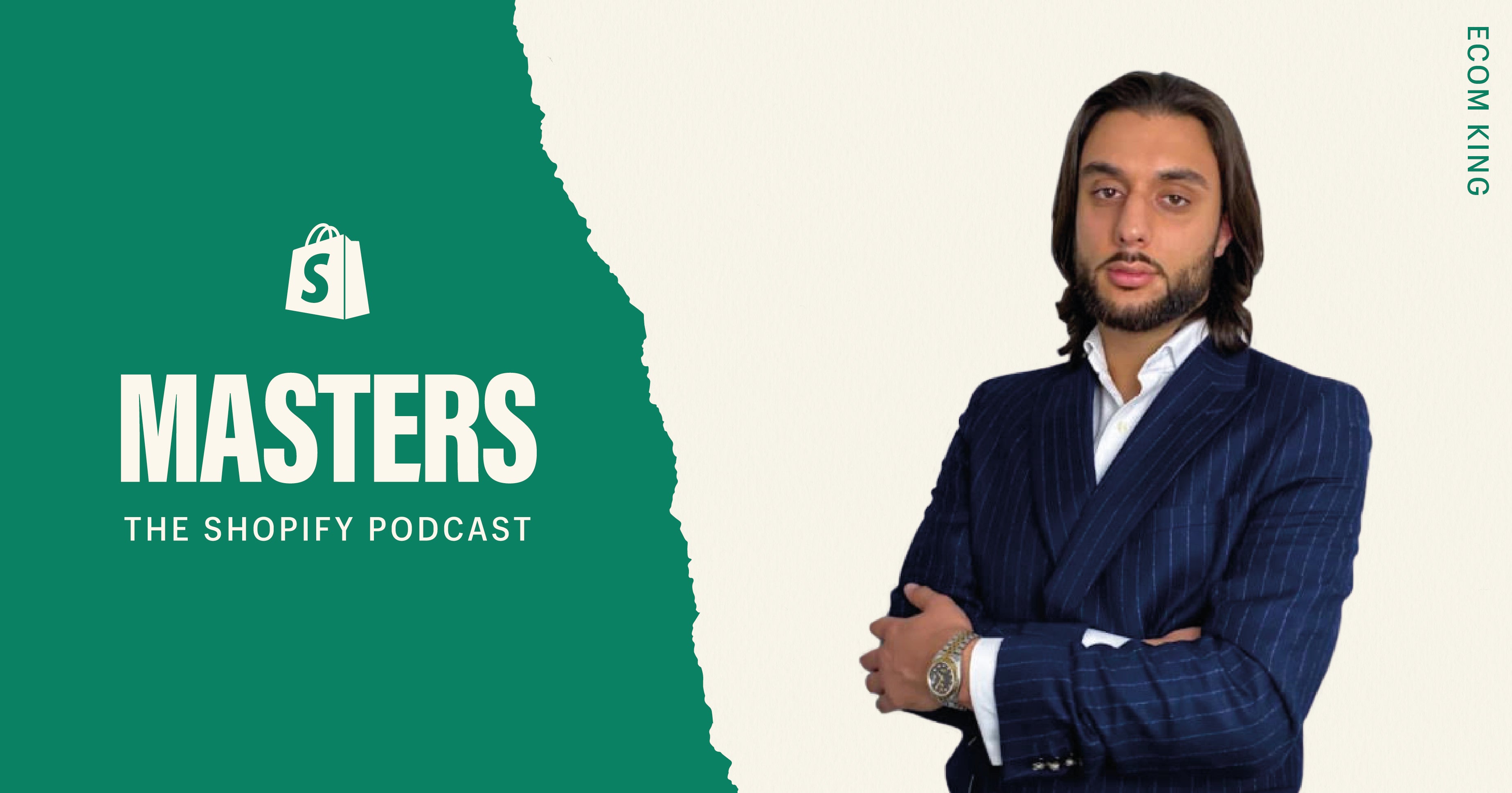 masters the Shopify podcast: Kamil Sattar with arms crossed on right side