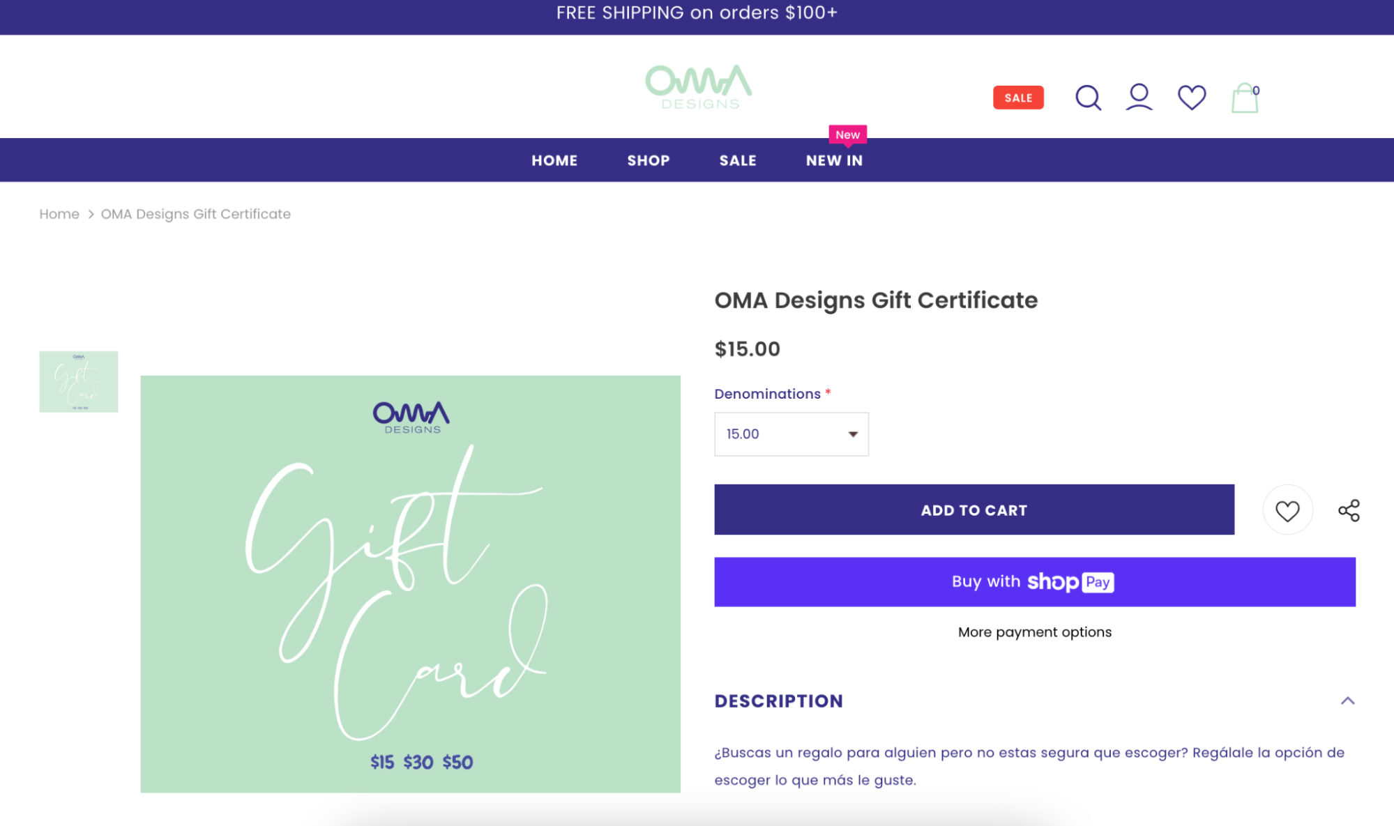 OMA design certificate