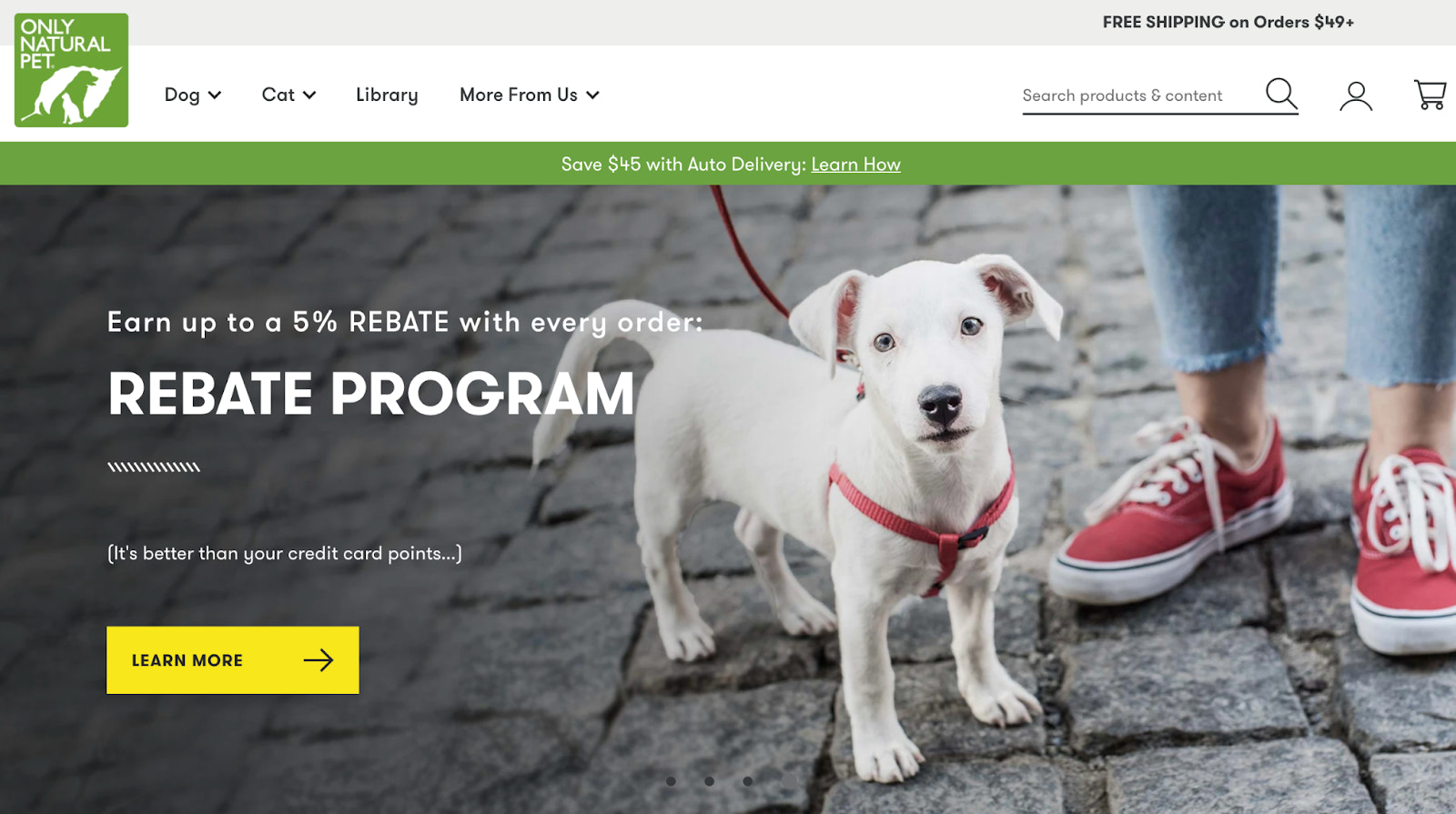 Only Natural Pet homepage