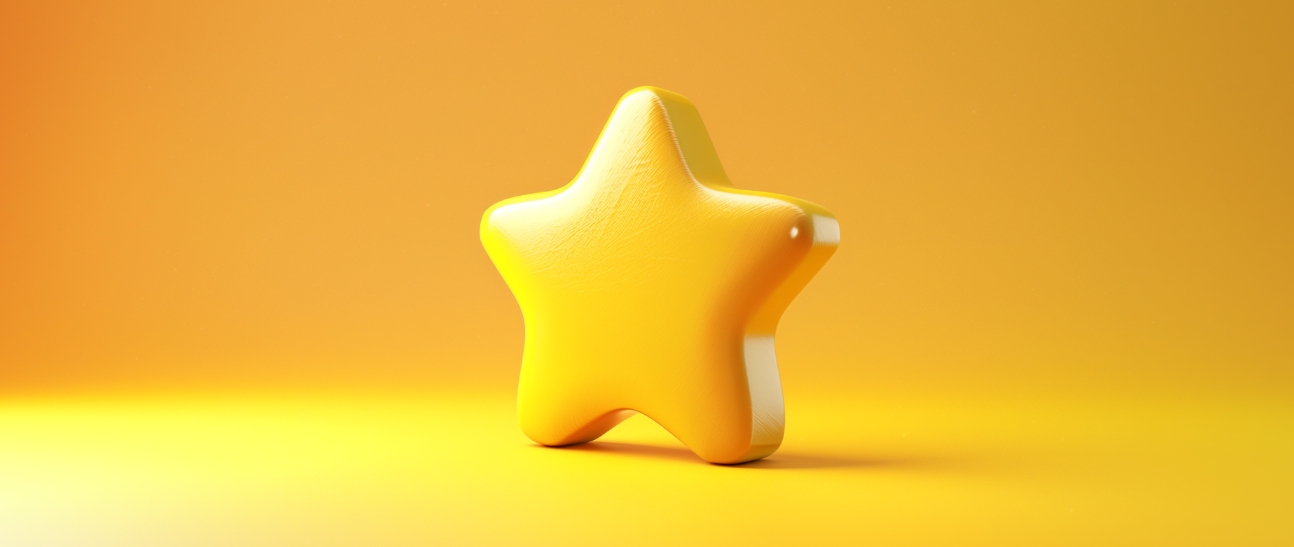 A 3D yellow star standing on a yellow background.