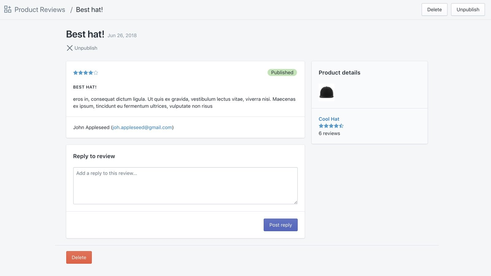 Product Reviews Gratis Shopify App