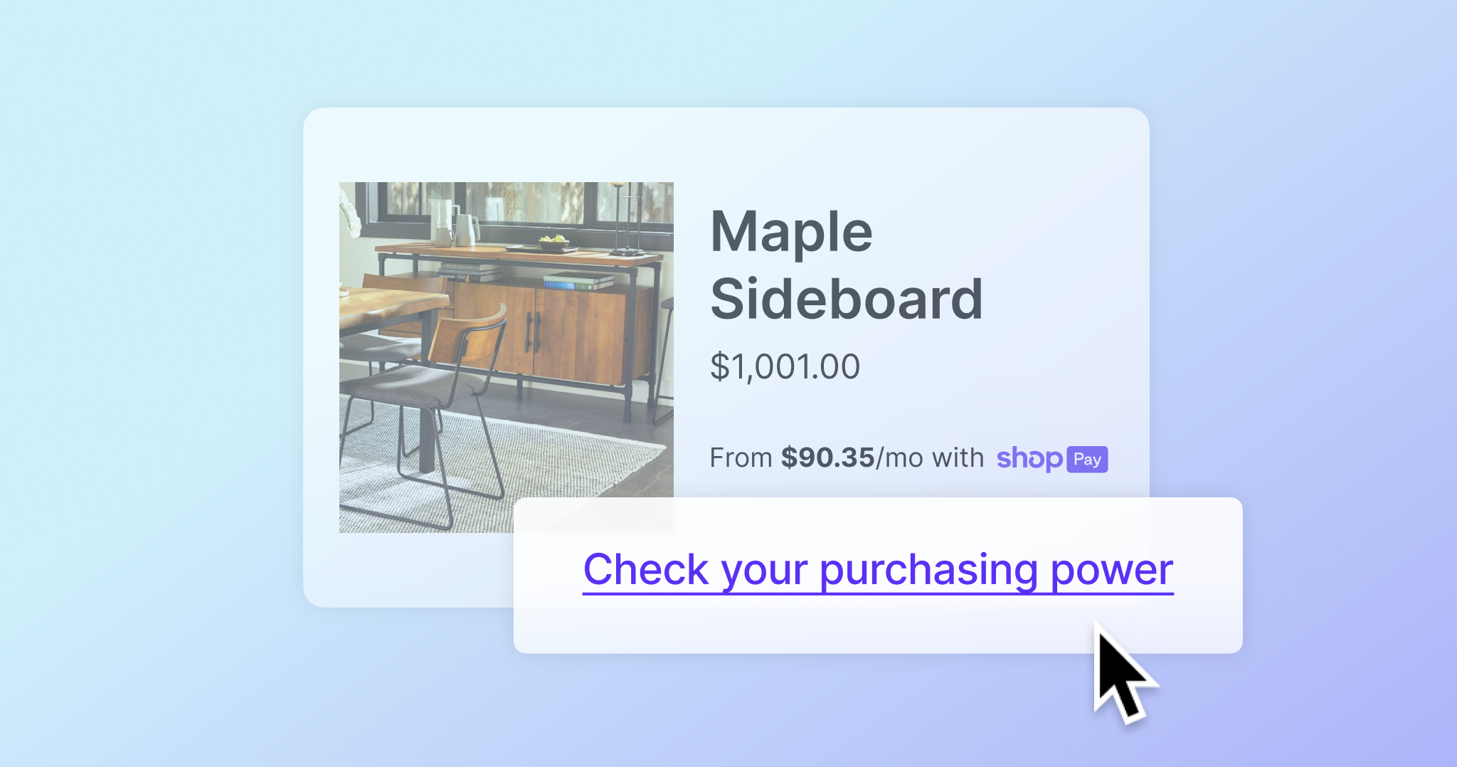 Example of how purchasing power banners display on product detail pages