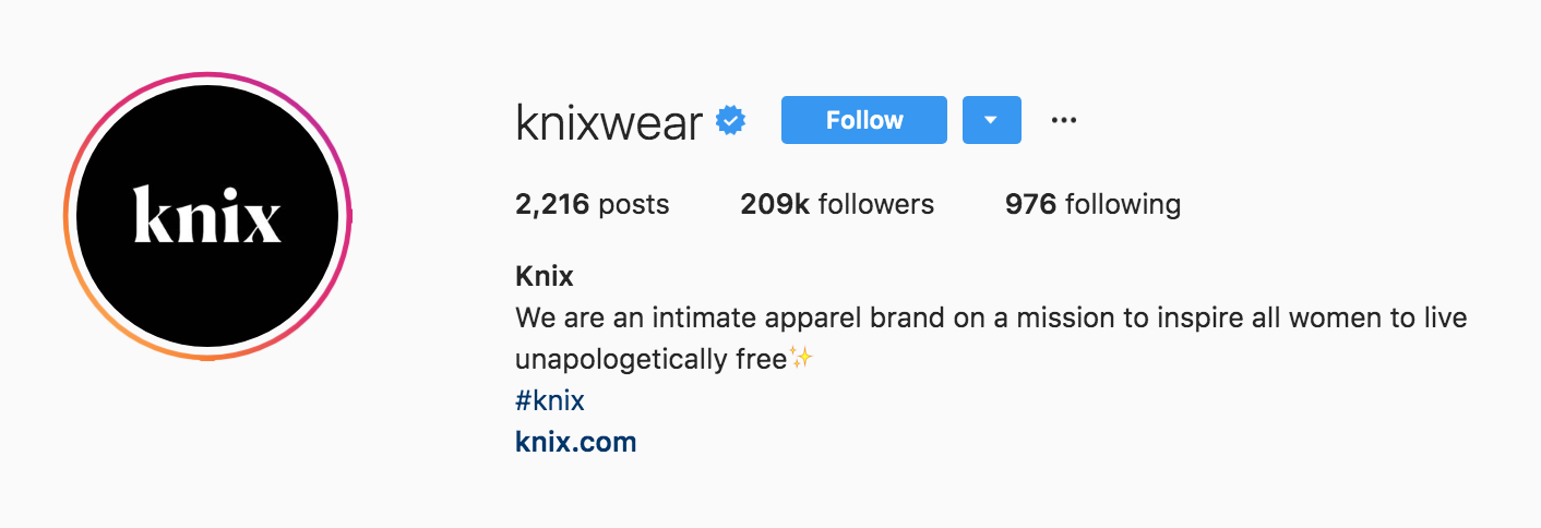 Knixwear Instagram Bio