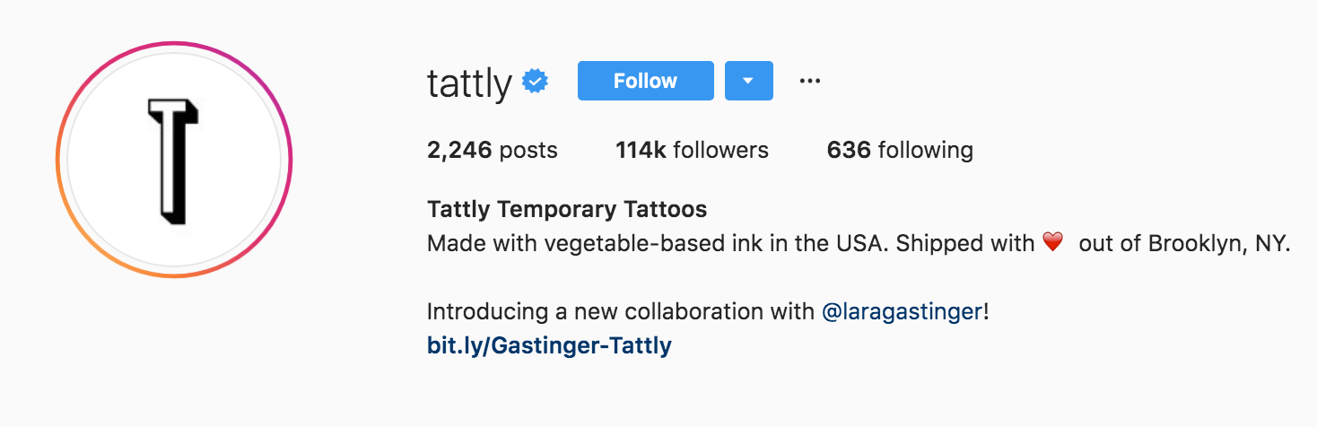Tattly Instagram Bio Example