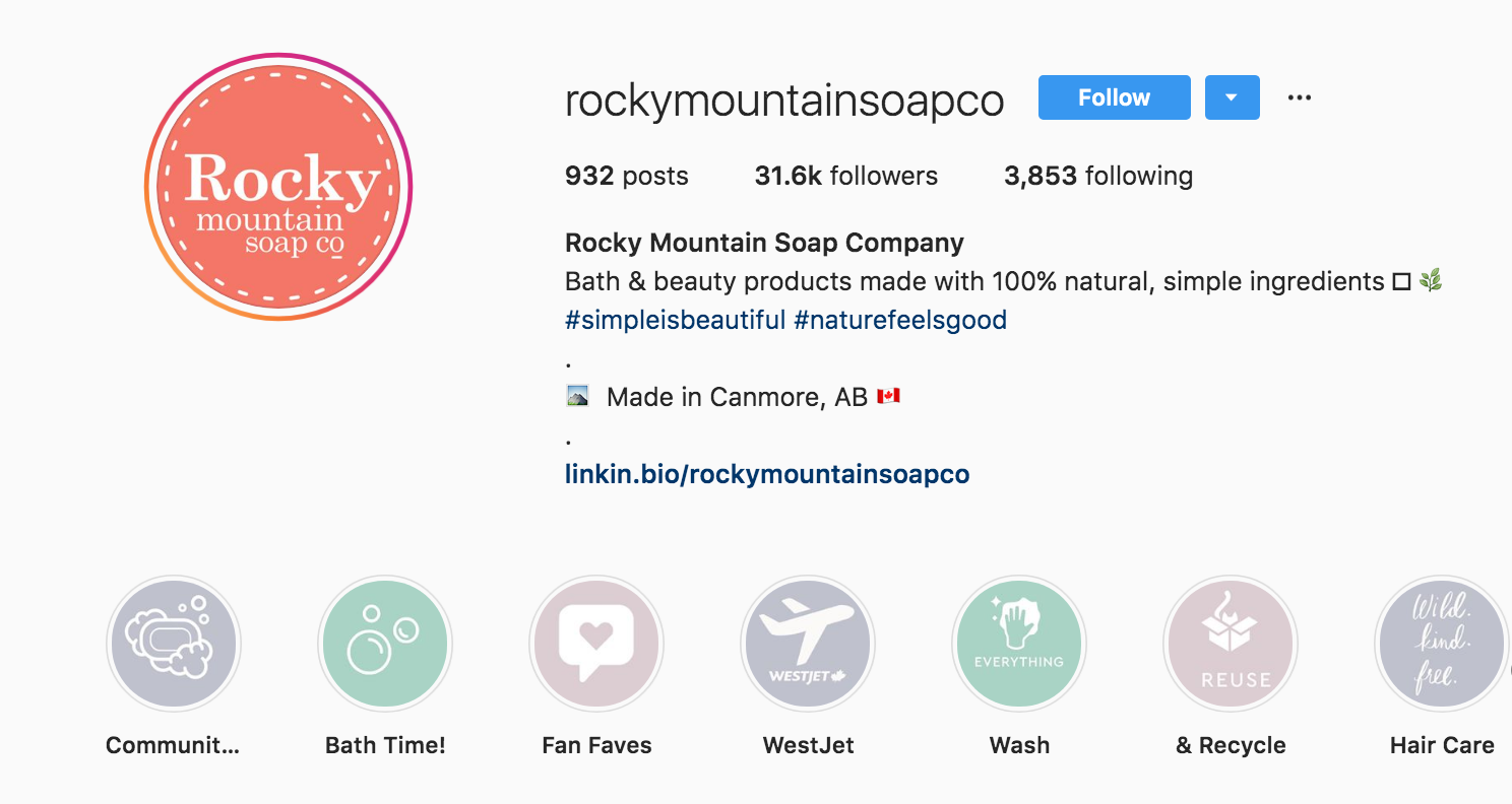 Rocky Mountain Soap Company Instagram Bio