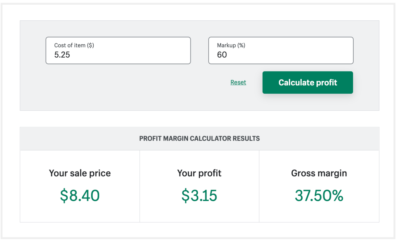 A product with a $5.25 cost price should be sold at $8.40 with 60% markup