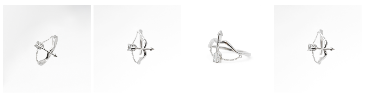DOV Jewelry has four white background images of an Archer ring, taken at different angles.