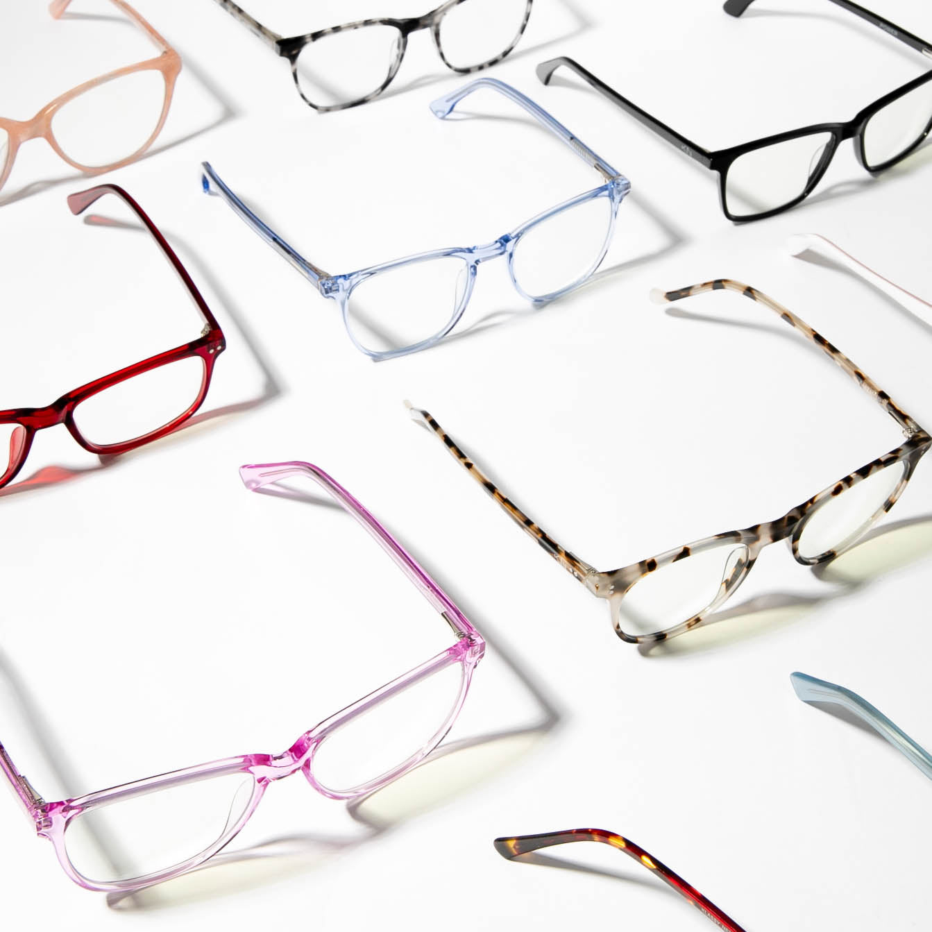 A flat-lay of glasses made by Klassy Network. 