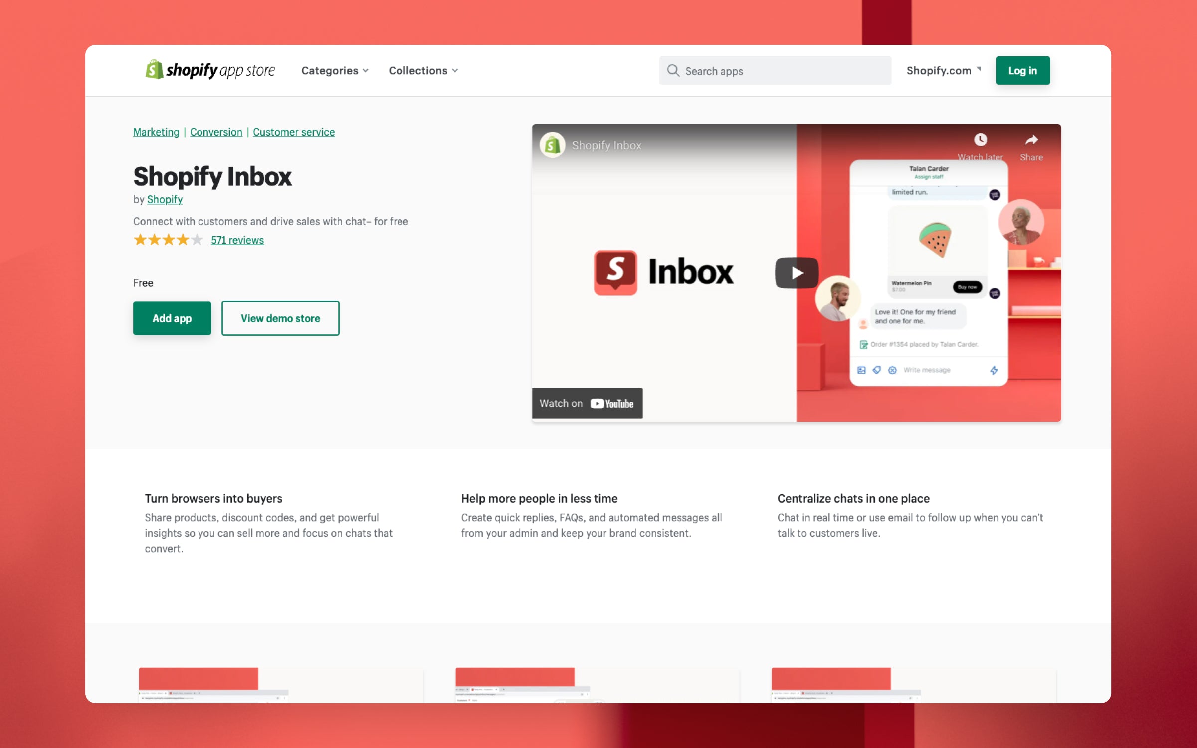 An image of the Shopify Inbox product page