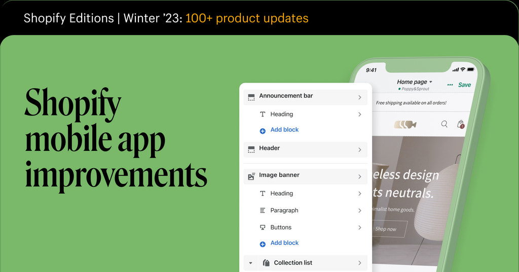 Shopify mobile app updates