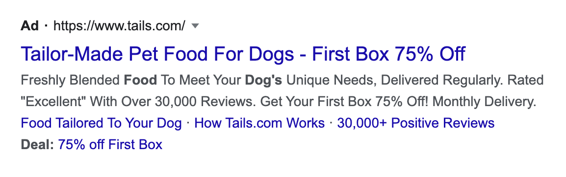 Tails Google ad