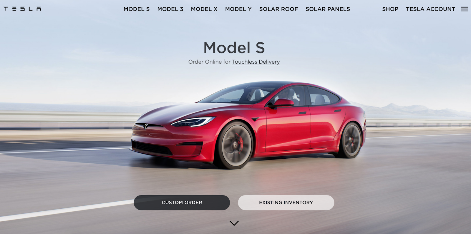 Tesla homepage