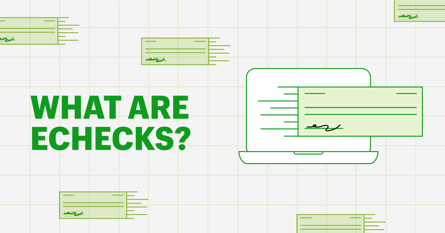 Graphic of a computer and a check with title "What are echecks"