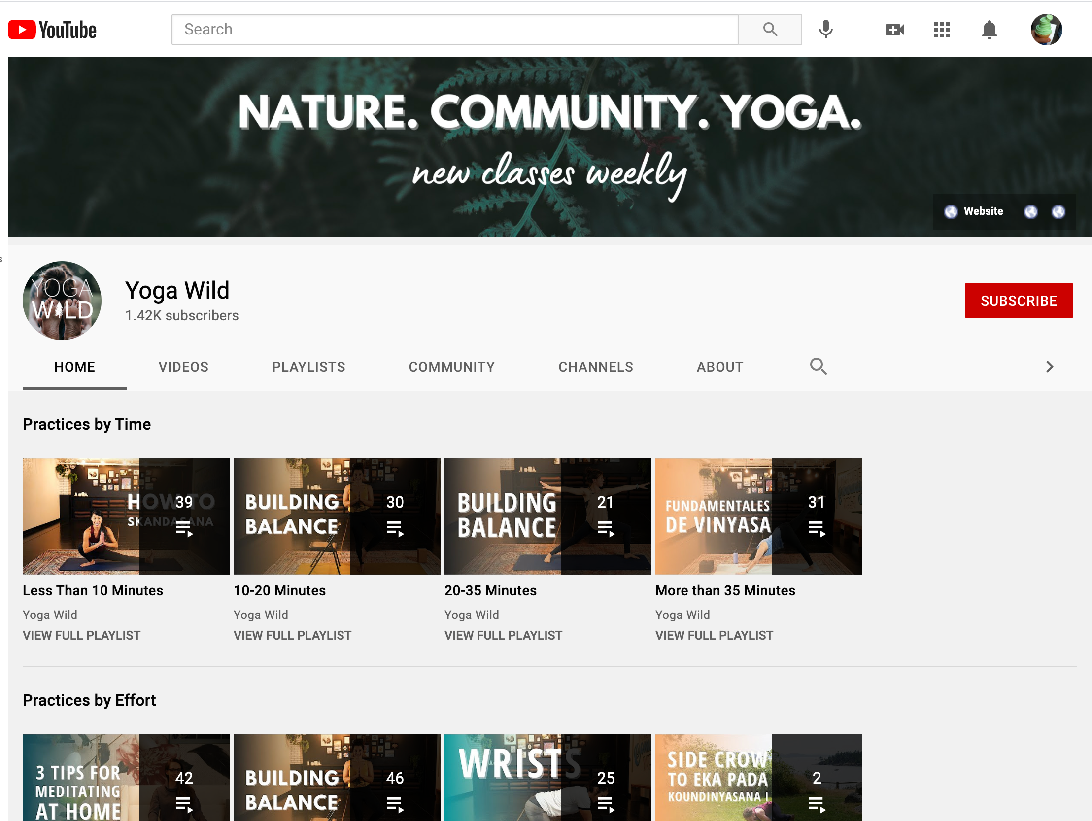 Yoga Wild Youtube channel