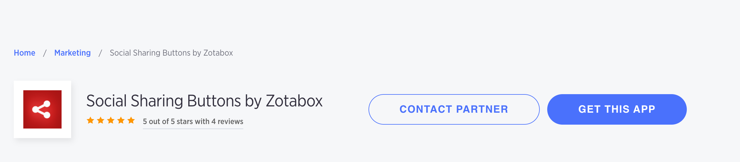 Zotabox's social sharing buttons.