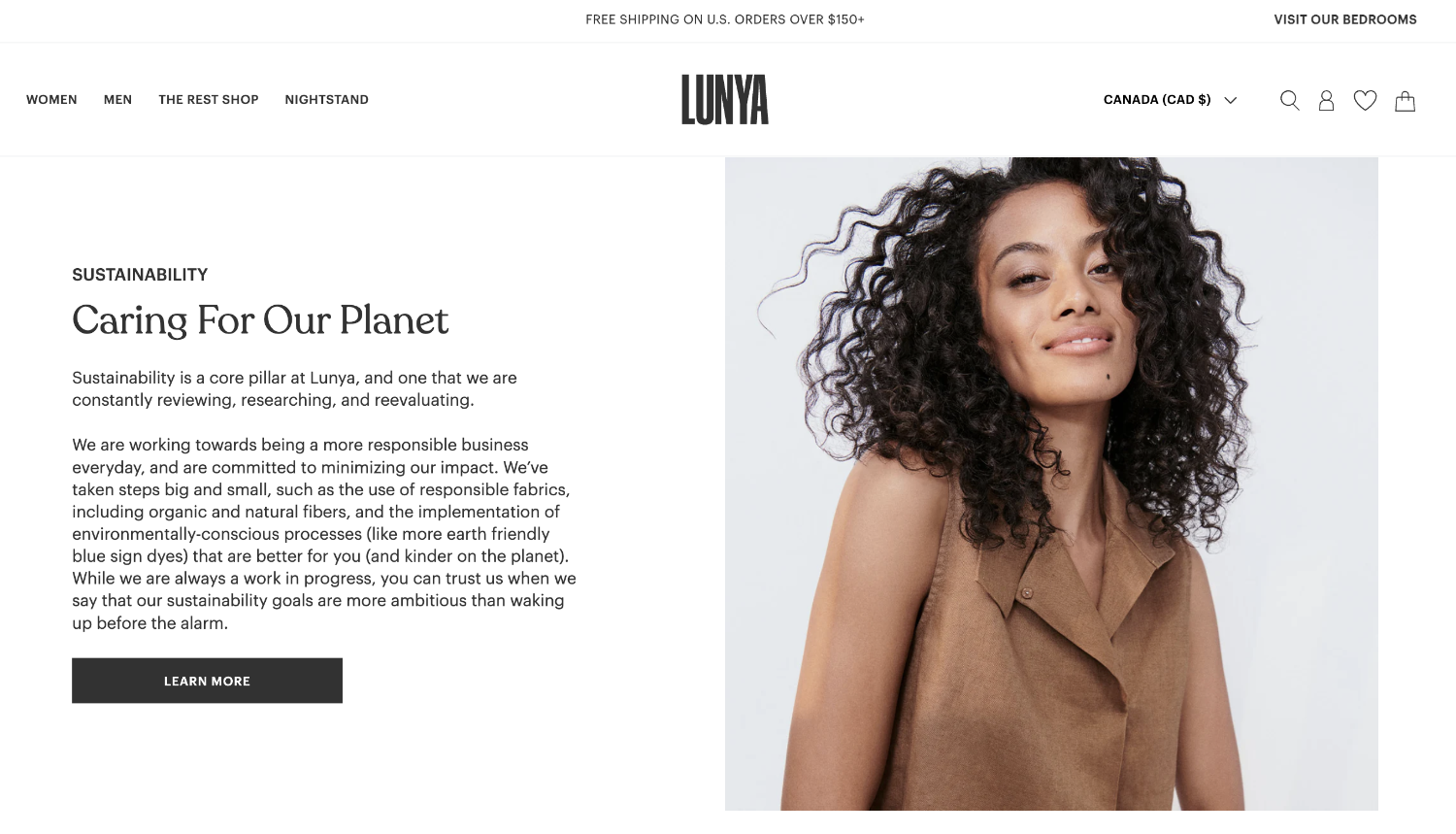 About Us page for brand Lunya