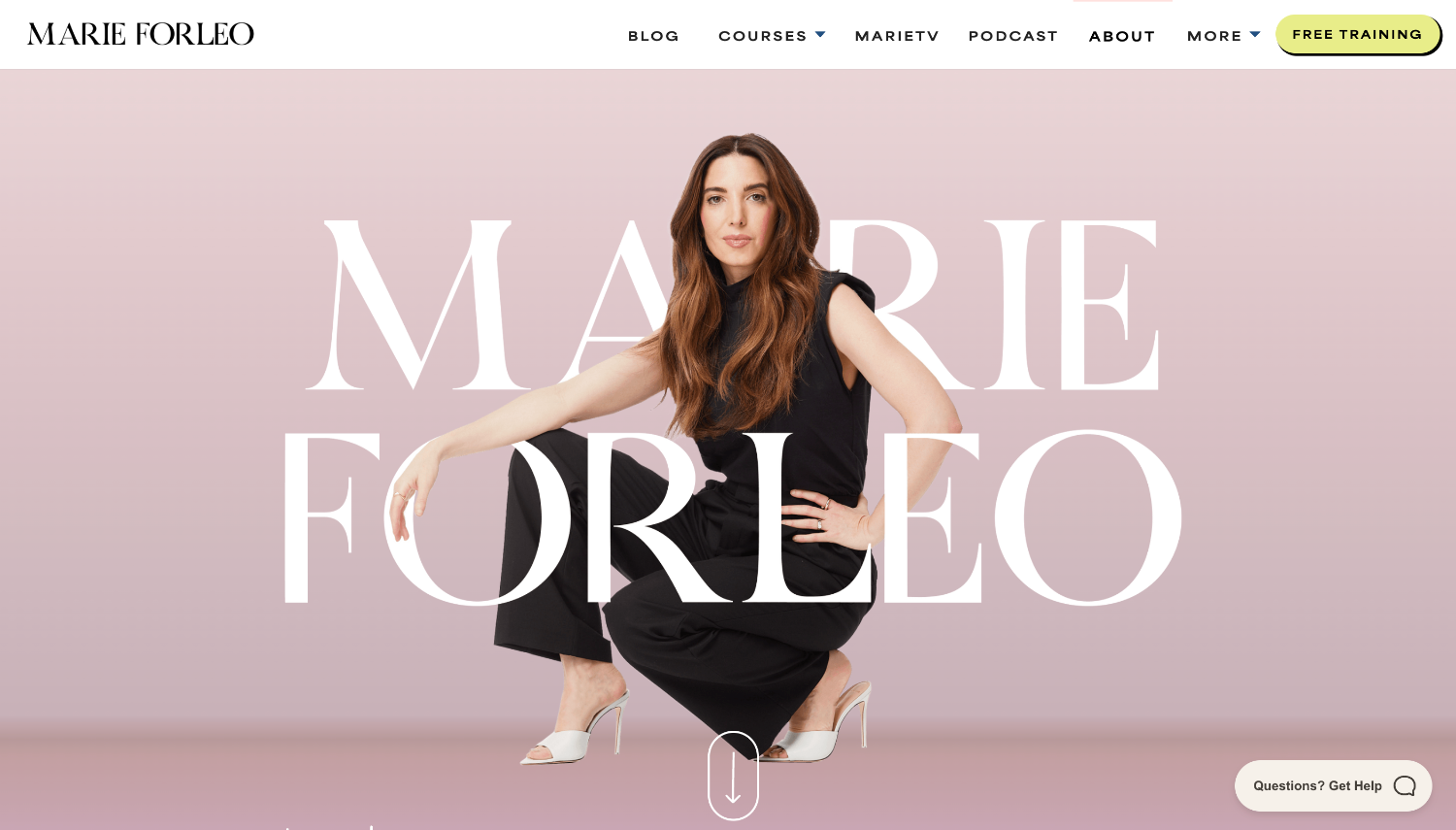 About Us page for brand Marie Forleo