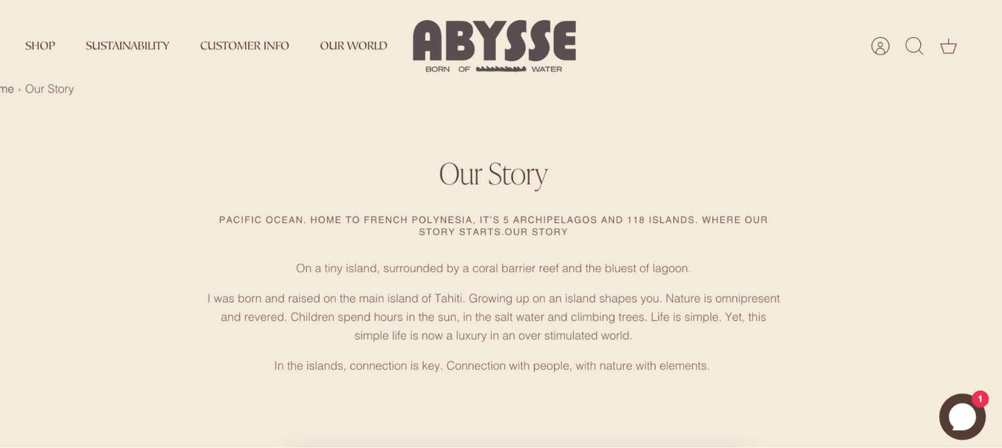 screenshot of Abysse about page