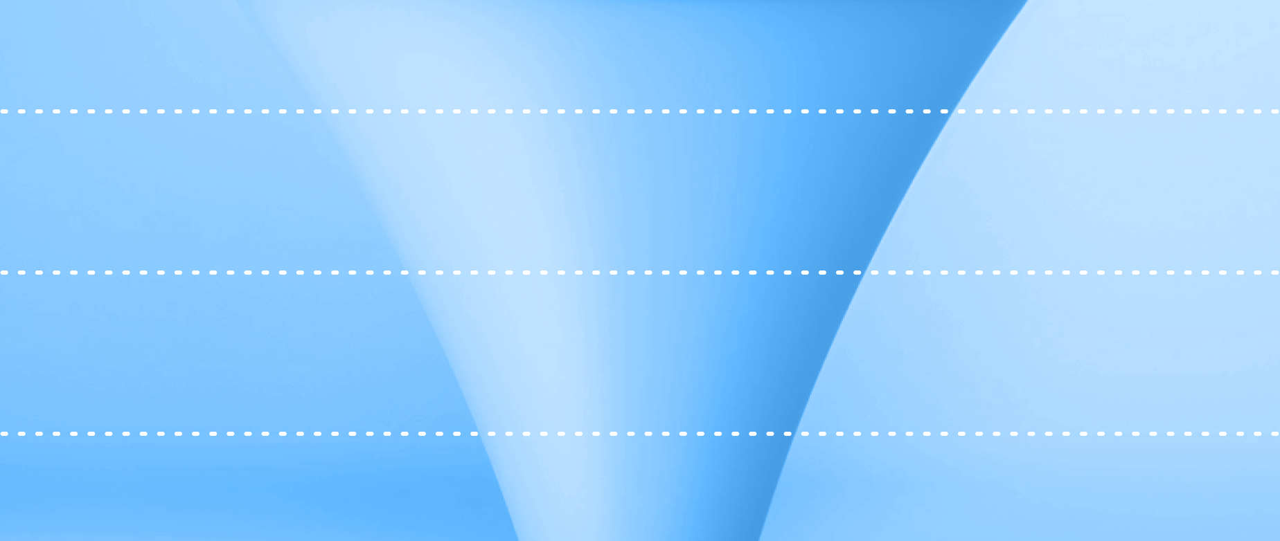 A blue funnel with four horizontal white dotted lines.