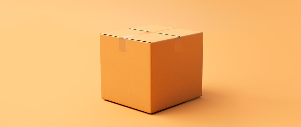 A 3D image of a cardboard dropshipping package