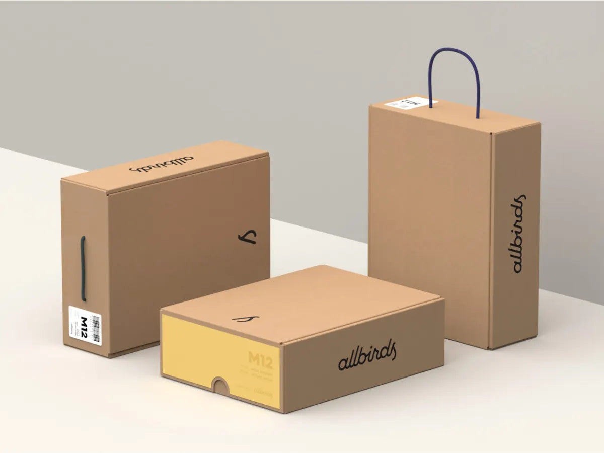 Cardboard packaging example from brand Allbirds