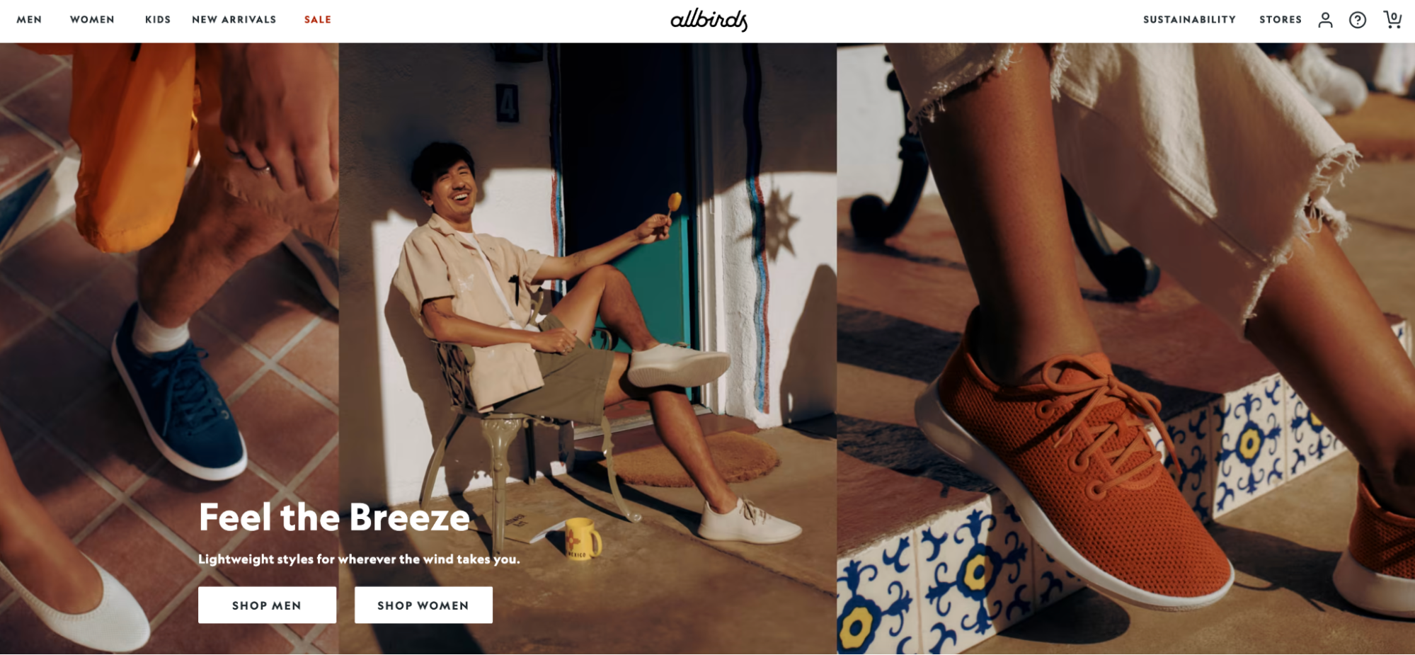 Screenshot of Allbirds’ UK website, highlighting its summer collection