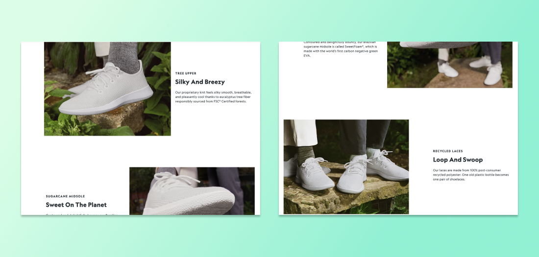 A product page for a pair of sneakers, with several high-quality images designed to enhance the user experience.