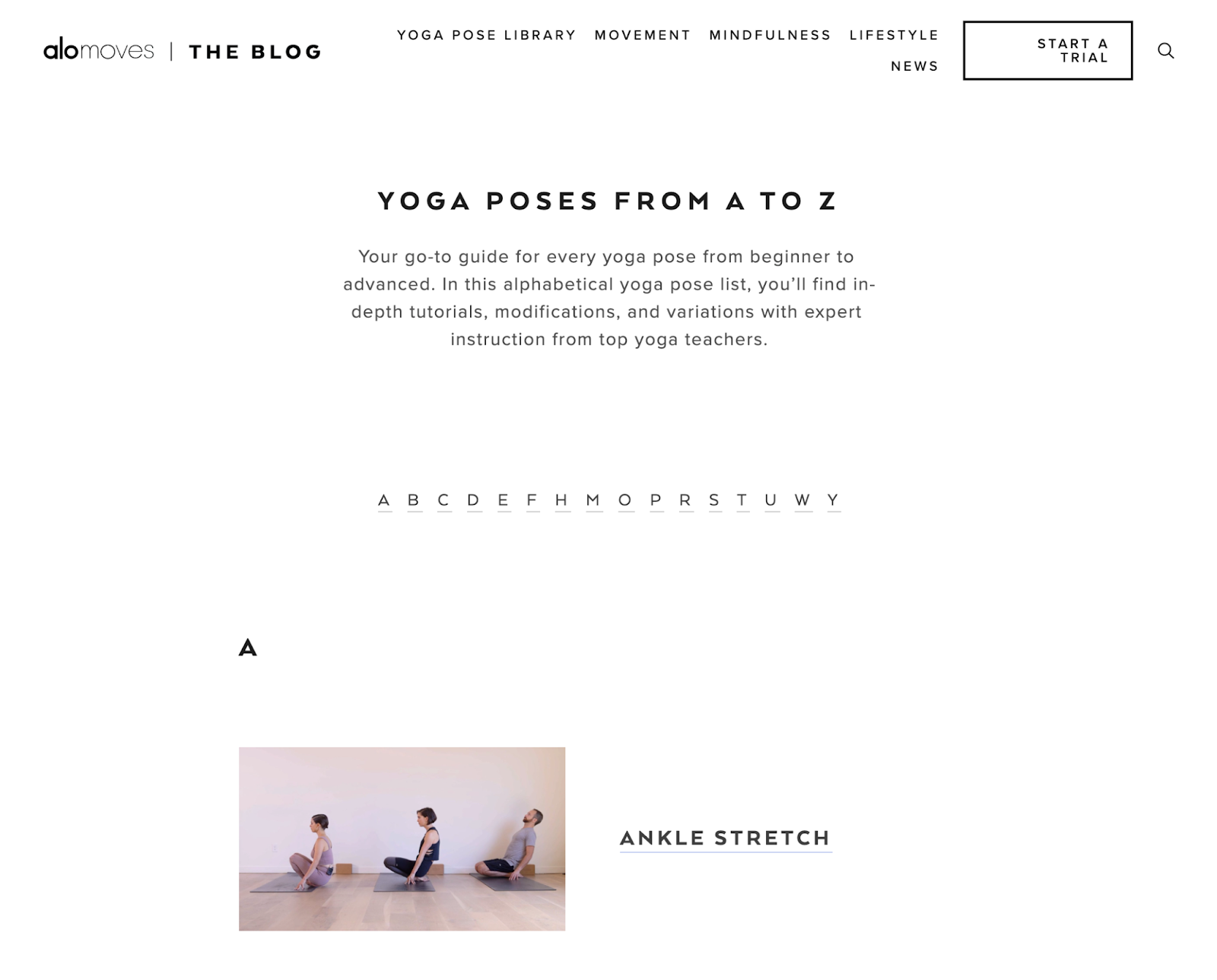 Alo’s Alo Moves yoga pose blog, showing three people demonstrating an ankle stretch.