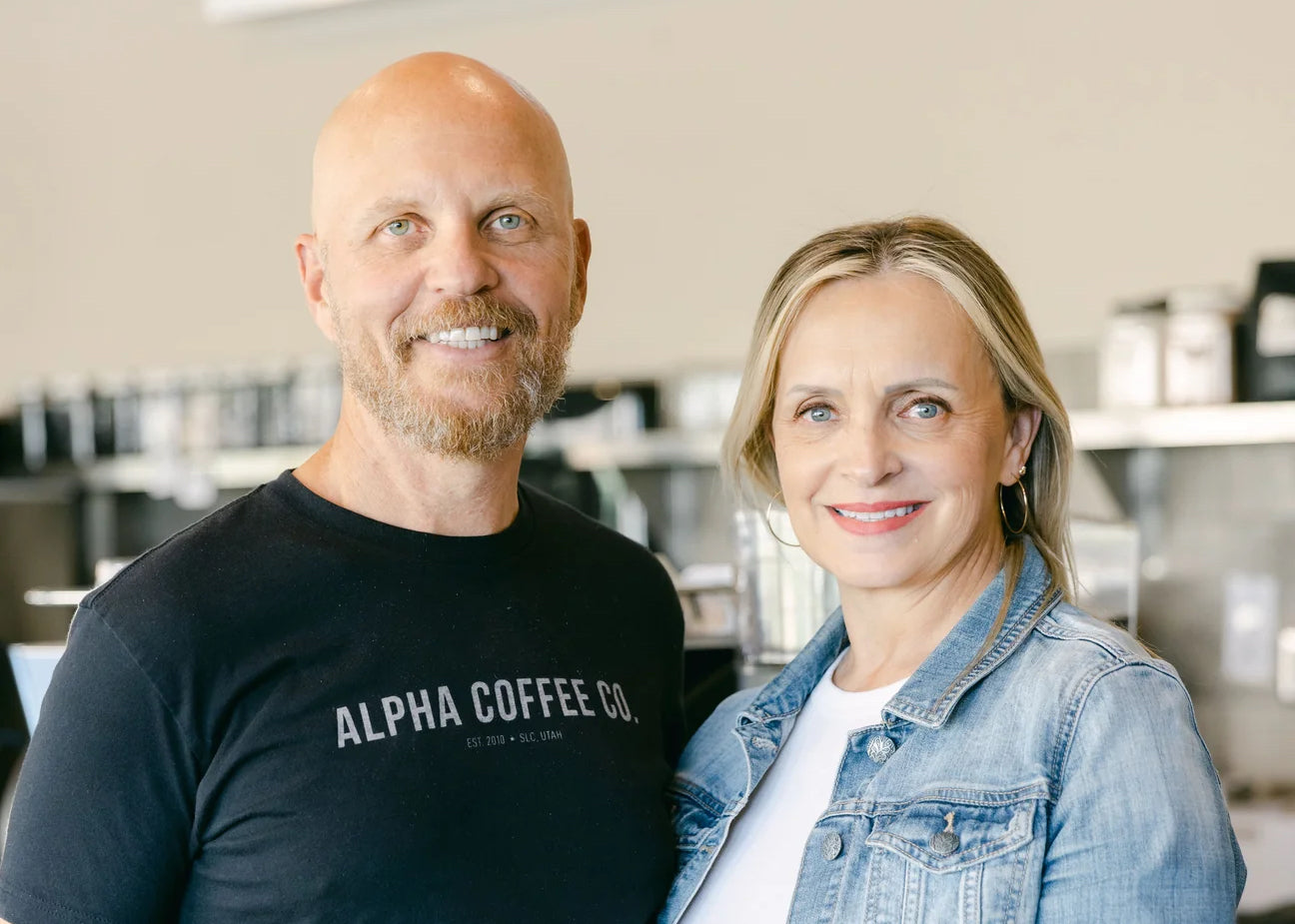Portrait of Alpha Coffee founder Carl Churchill and his wife