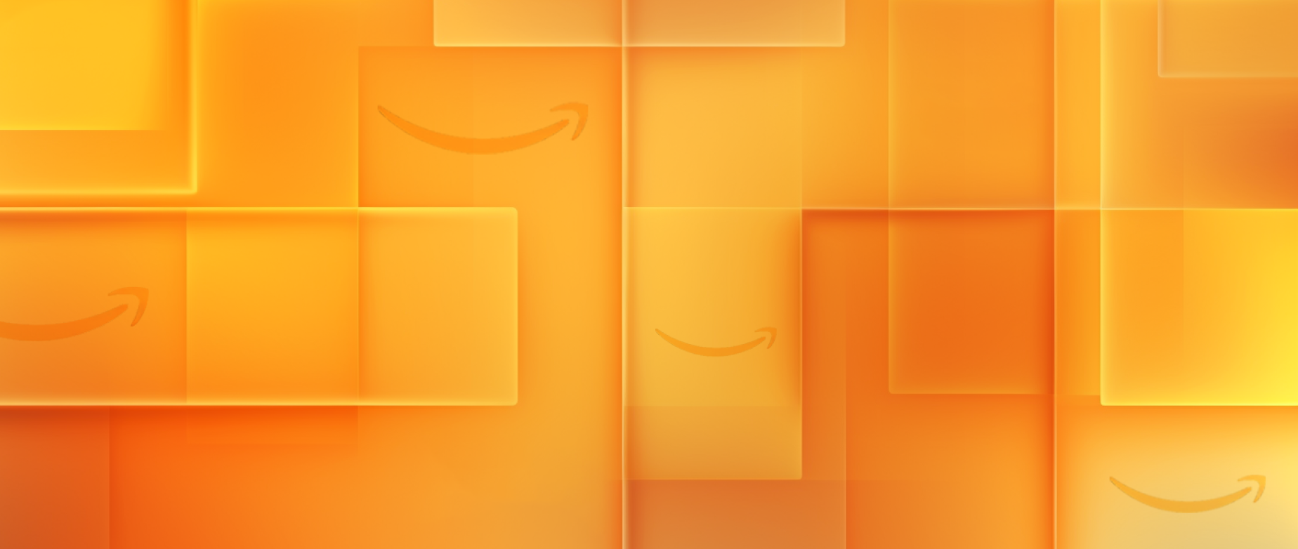 des formes rectangulaires orange portant le logo d'Amazon : programme d'affiliation d'Amazon