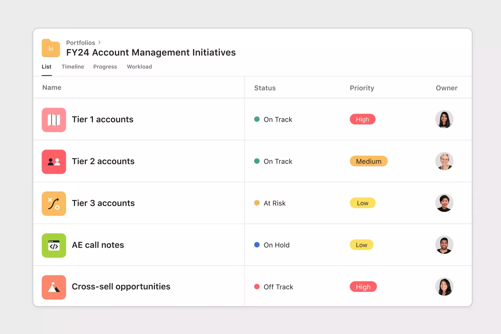 Monitor and track team initiatives in Asana.