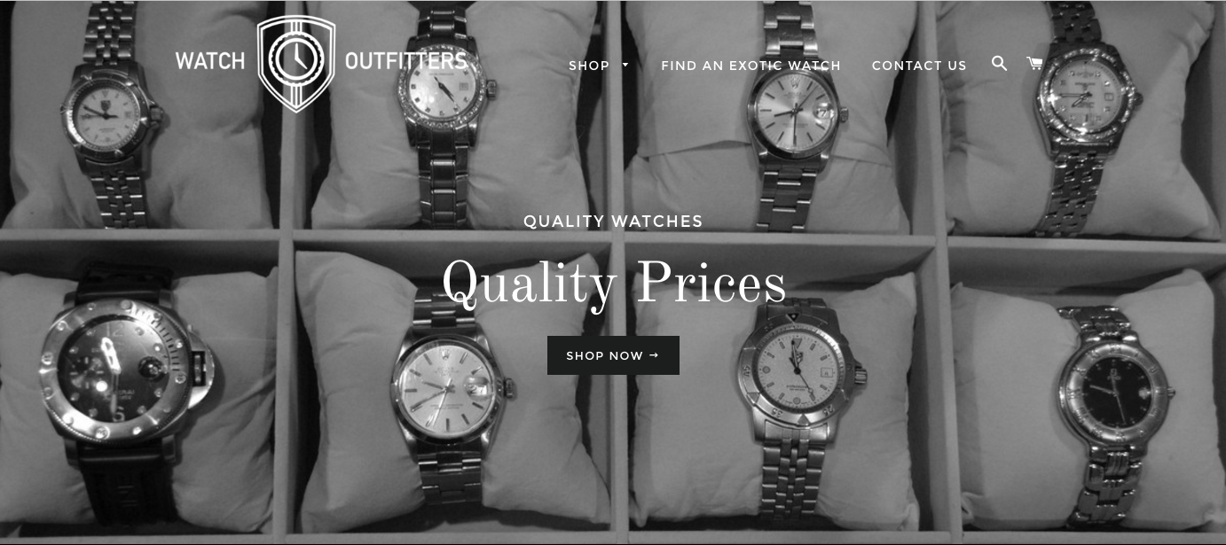 Screenshot of Watch Outfitters website