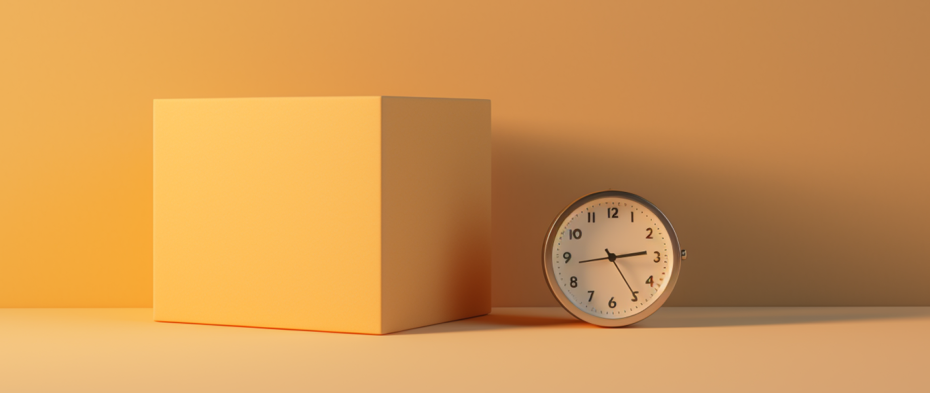 a yellow cube next to a clock: backorders