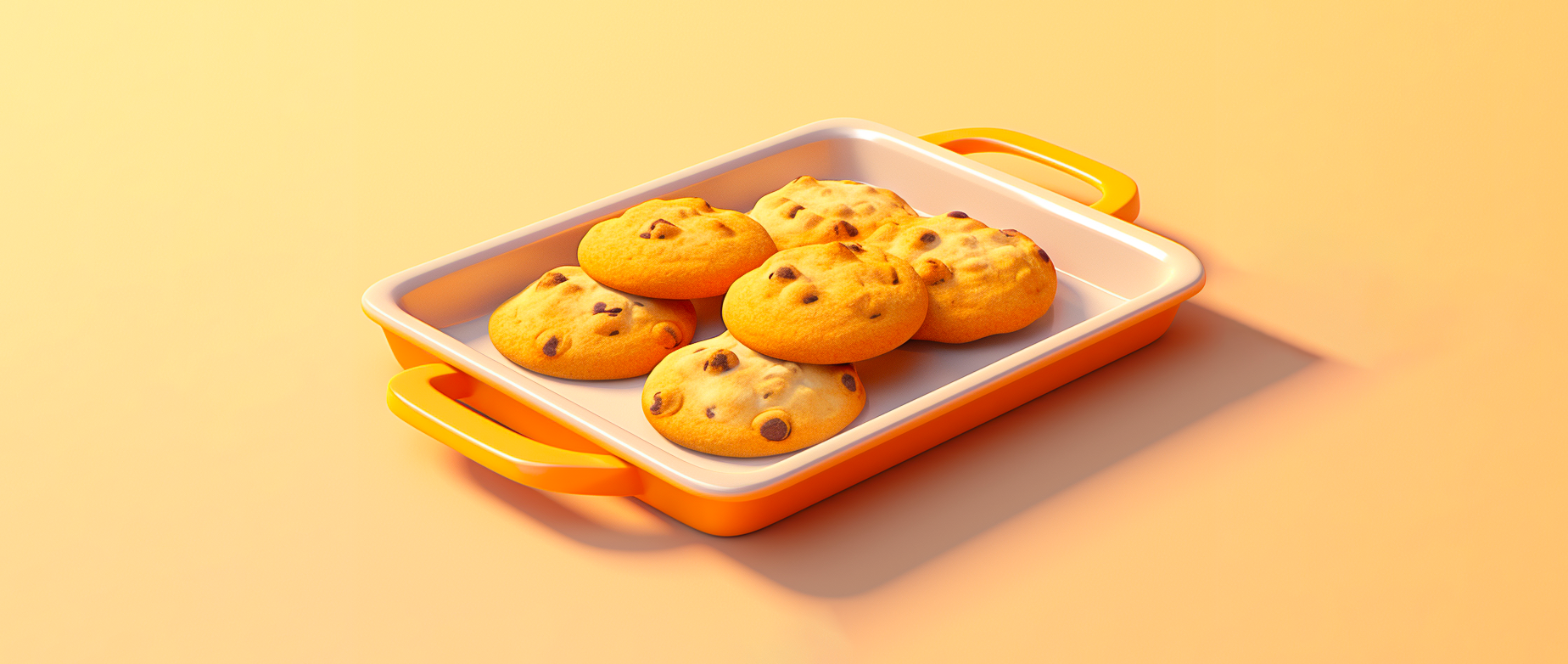 baking dish with 6 chocolate chip cookies on it: bakery business plan