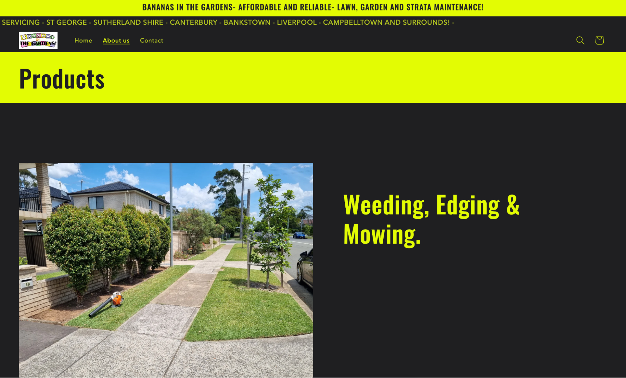Product page for lawn care service on Shopify