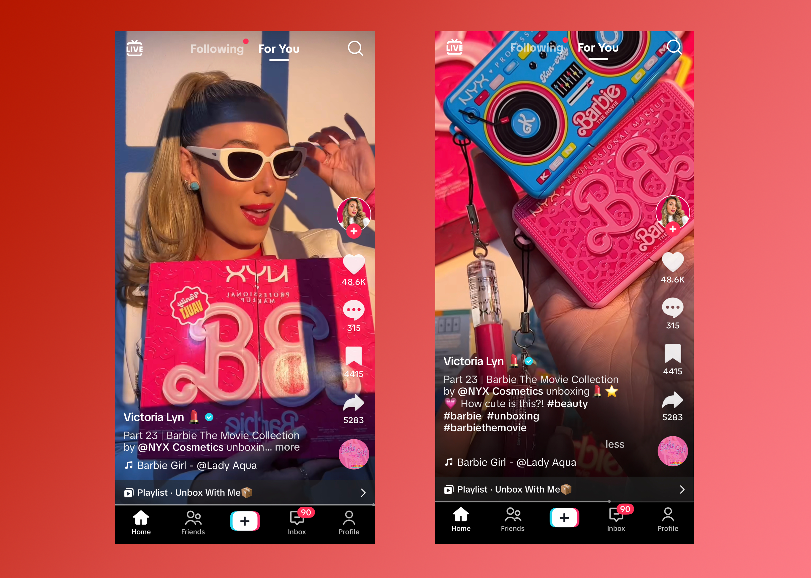 Side by side mobile panels of a tiktok influencer collaboration