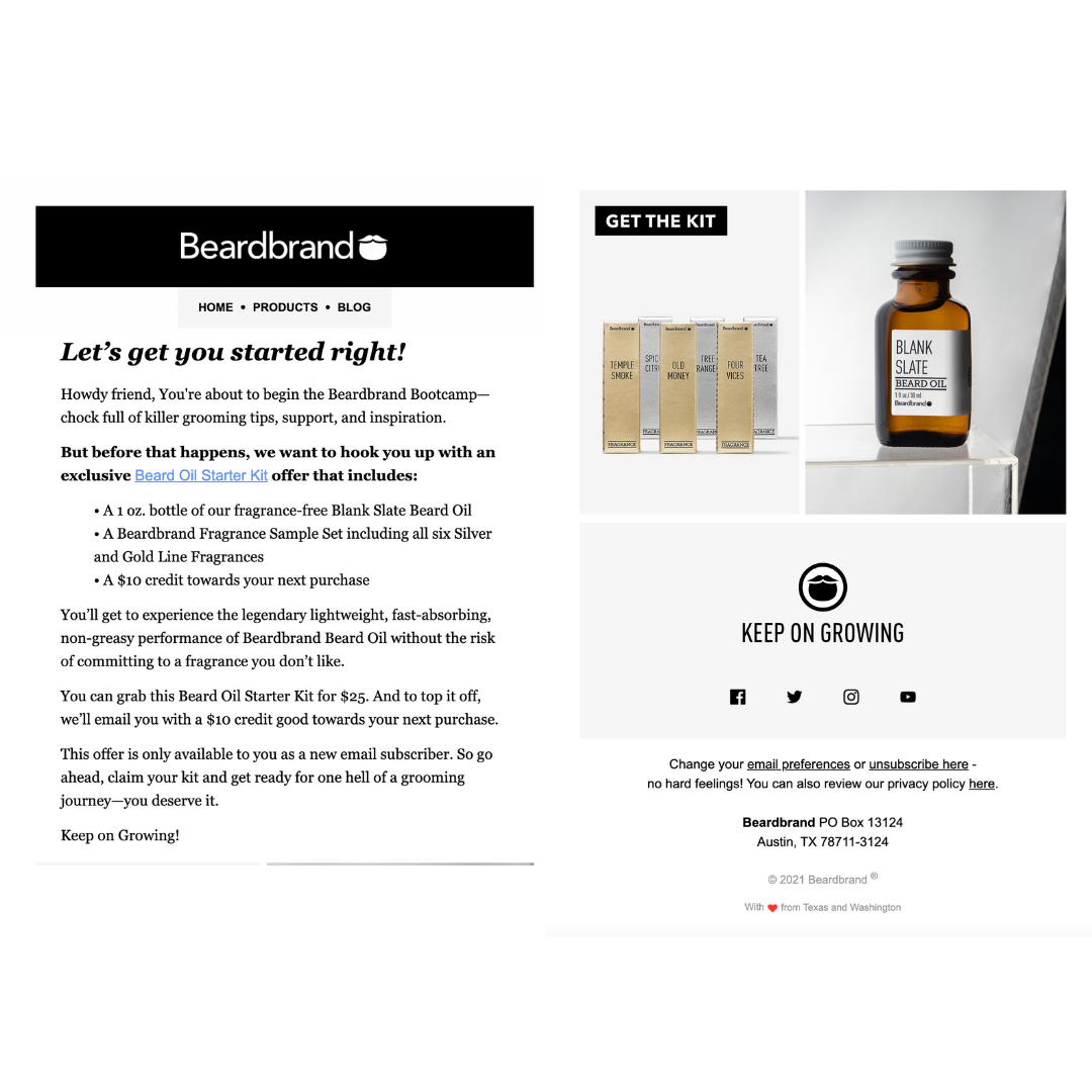 beardbrand welcome email