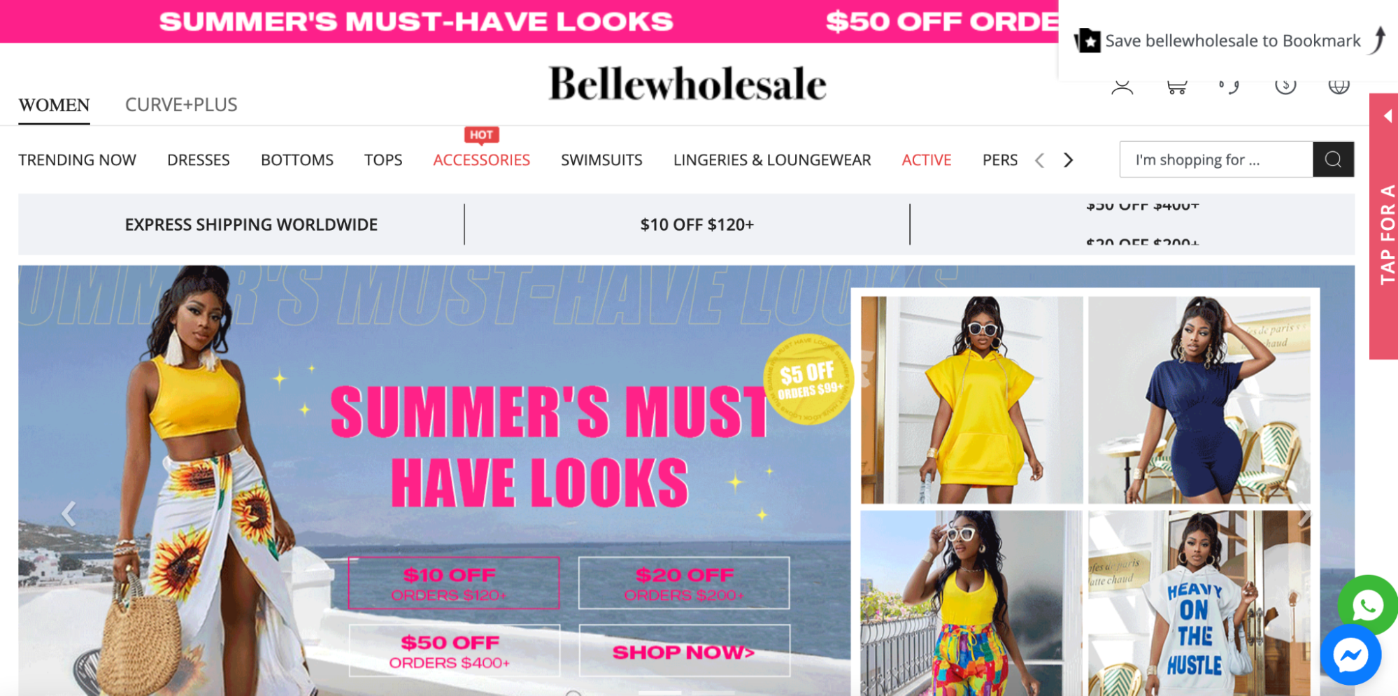 A person modeling summer clothing on the beach for Bellewholesale’s website.